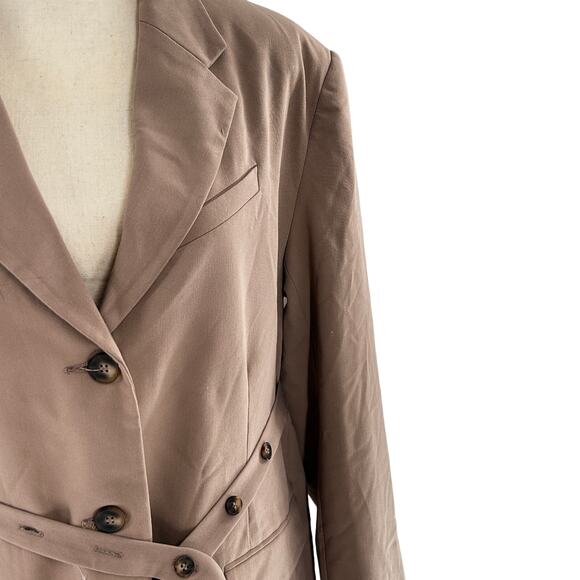 TopShop Belted Jacket Long Blazer 10 NWOT Tan Khaki Jacket Women's Academia Corp - Picture 9 of 9